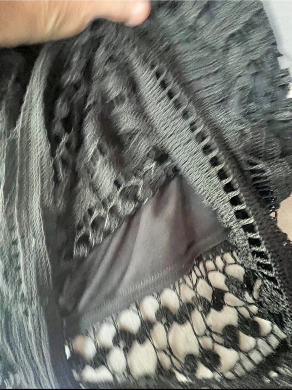 Chicos Maxi Skirt Size 2 Black Crocheted Lace Lined Design 41.5" Length Boho - Picture 8 of 11